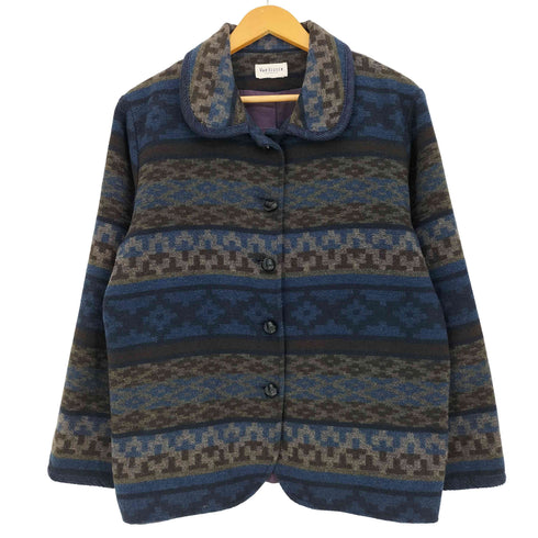ヴァンヒューゼン VAN HEUSEN 90S 白タグ フェアアイル 丸襟 シャツジャケット レディース import:S