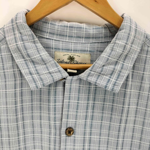 ISLAND SHORES 90S レーヨン混 半袖チェックシャツ メンズ XXL