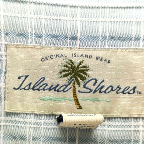 ISLAND SHORES 90S レーヨン混 半袖チェックシャツ メンズ XXL