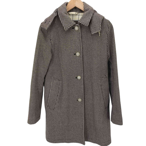 トラディショナルウェザーウェア Traditional Weatherwear 千鳥格子柄 フード付き ウールステンカラーコート メンズ 34