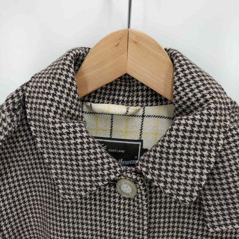 トラディショナルウェザーウェア Traditional Weatherwear 千鳥格子柄 フード付き ウールステンカラーコート メンズ 34