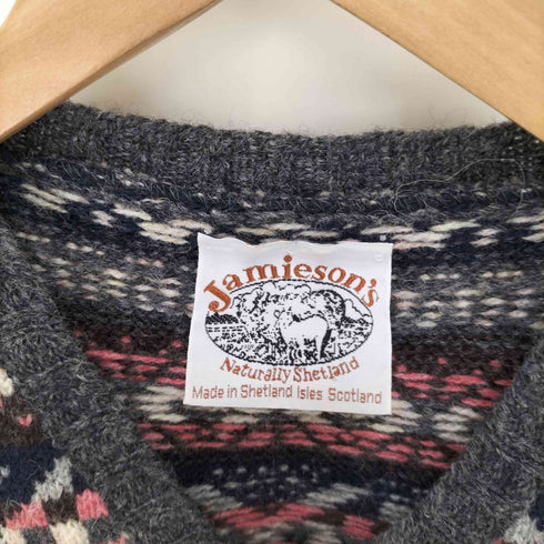 ジャミーソンズ jamiesons スコットランド製 総柄ウールニットベスト メンズ