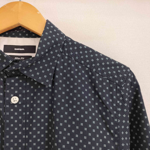ディーゼル DIESEL Slim Fitドット 総柄 Dロゴ刺繍 L/S シャツ メンズ