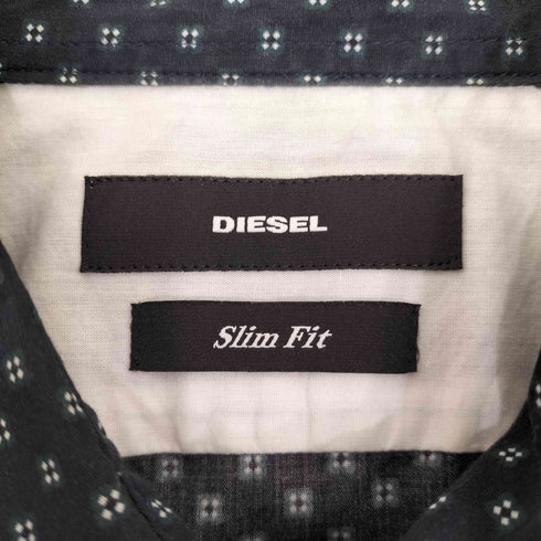 ディーゼル DIESEL Slim Fitドット 総柄 Dロゴ刺繍 L/S シャツ メンズ