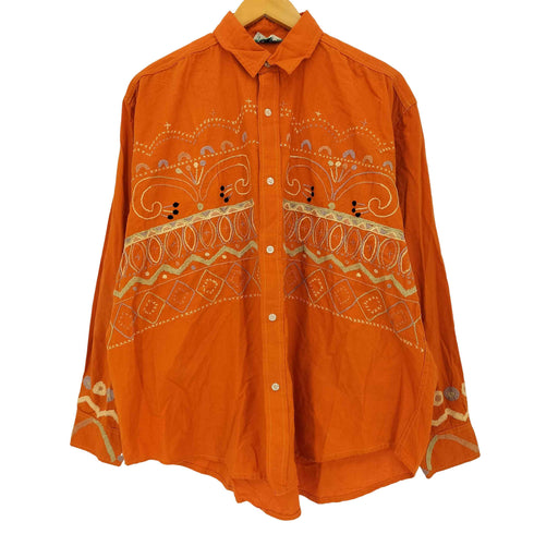 ルーツ Roots CVOUNT DOWN 総柄 刺繍  インドコットンシャツ メンズ