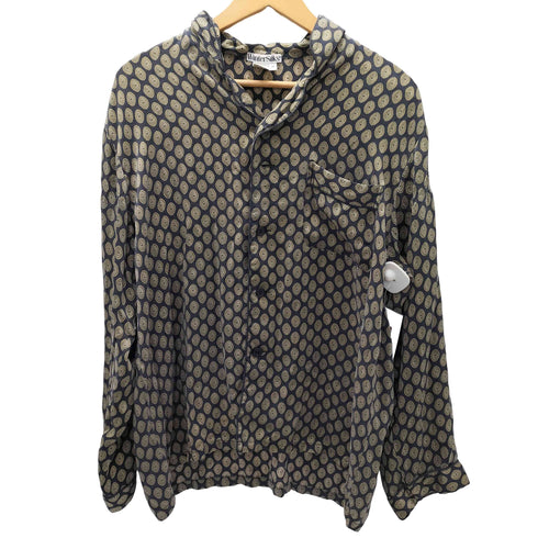 Winter silks ウィンター シルクス シルク 100 幾何学模様 総柄 開襟 オープンカラー 長袖 シャツ メンズ import:M