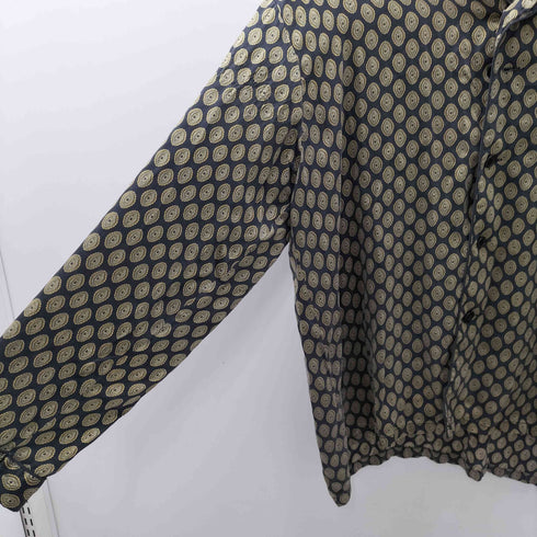 Winter silks ウィンター シルクス シルク 100 幾何学模様 総柄 開襟 オープンカラー 長袖 シャツ メンズ import:M