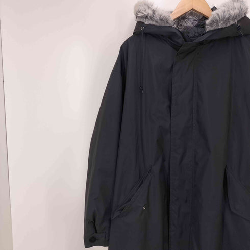 バーバリーブラックレーベル BURBERRY BLACK LABEL ラビットファー 裏地チェック ライナー付き モッズコート メンズ JPN:M