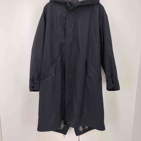 バーバリーブラックレーベル BURBERRY BLACK LABEL ラビットファー 裏地チェック ライナー付き モッズコート メンズ JPN:M