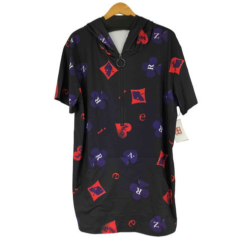 ニーアクロージング NIER CLOTHING 総柄プリント ハーフジップ S/S フーディ レディース FREE