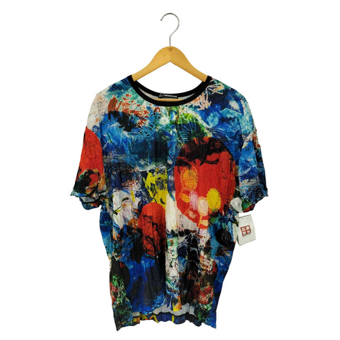 イッセイミヤケメン ISSEY MIYAKE MEN 13SS 黒タグ グラフィック プリント ねじり プリーツ シワ加工 Tシャツ メンズ JPN:4
