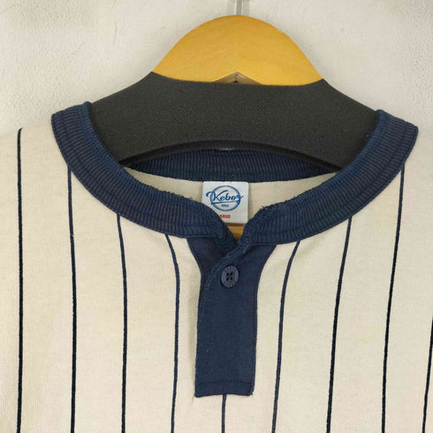 ケボズ KEboz STRIPE HENLEY NECK S/S TEE メンズ JPN:L