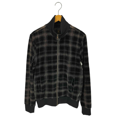 ザラ ZARA DARK COUTURE チェック柄 ベロアジップアップジャケット メンズ 42