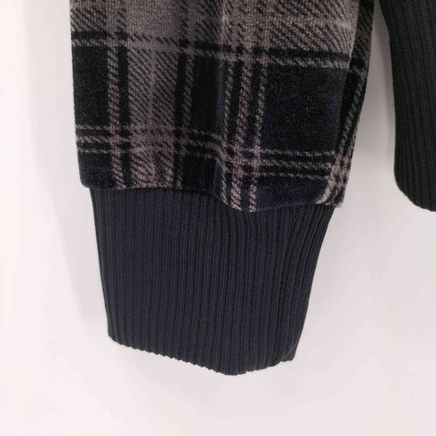 ザラ ZARA DARK COUTURE チェック柄 ベロアジップアップジャケット メンズ 42