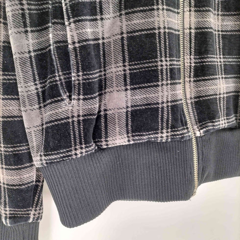 ザラ ZARA DARK COUTURE チェック柄 ベロアジップアップジャケット メンズ 42