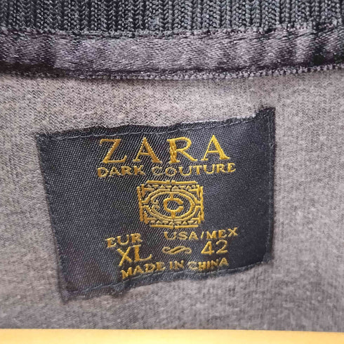 ザラ ZARA DARK COUTURE チェック柄 ベロアジップアップジャケット メンズ 42