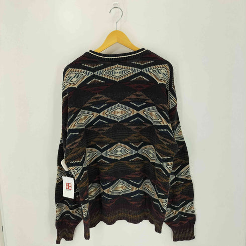 TSR USA製 ジオメトリックデザイン クルーネック コットン 3Dニット メンズ