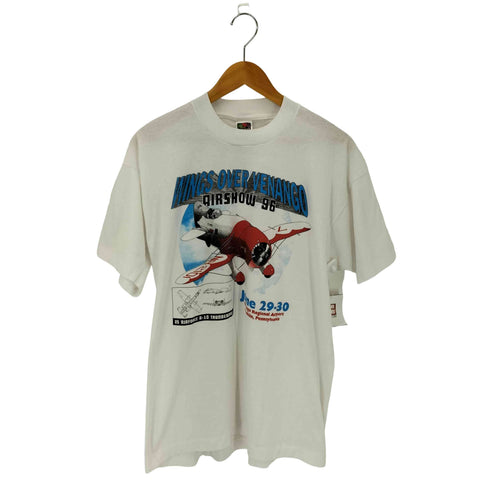 フルーツオブザルーム FRUIT OF THE LOOM 90s 96年 WINGS OVER VENANGO AIRSHOW 袖 裾シングル グラフィックプリント クルーネック 半袖Tシャツ メンズ XL