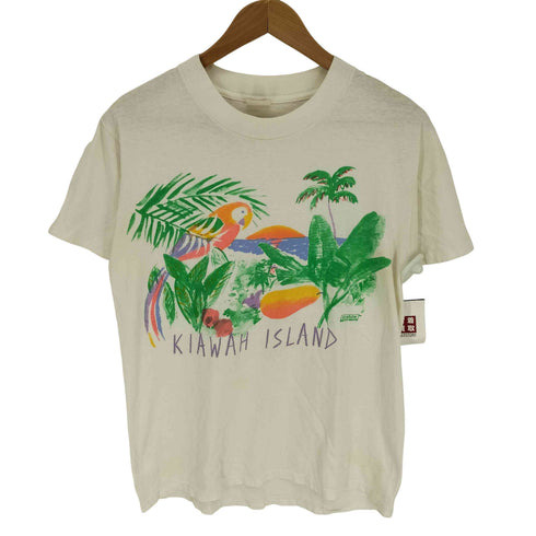 90S USA製 on whiteボディ KIAWAH ISLAND プリント クルーネック Tシャツ メンズ