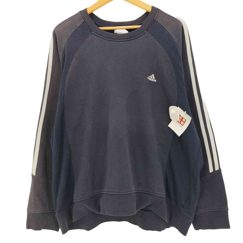 アディダス adidas ロゴ刺繍 生地切替 ラグランスリーブ 3ストライプ スウェット メンズ 4XO