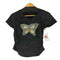 サイドシャーリングフロントバタフライデザイン S/S VネックTシャツ レディース JPN:M