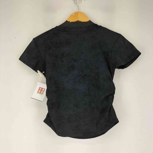サイドシャーリングフロントバタフライデザイン S/S VネックTシャツ レディース JPN:M