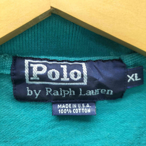 ポロバイラルフローレン Polo by RALPH LAUREN USA製 ポニー刺繍 バイカラー S/S ポロシャツ レディース import:XL