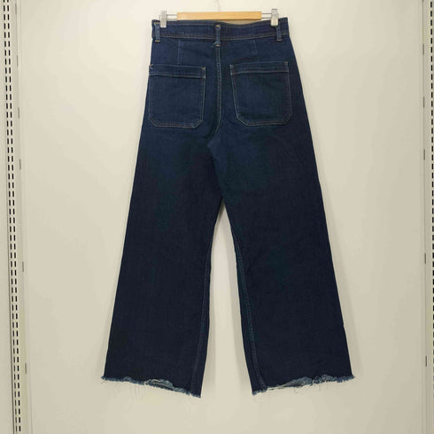 ザラ ZARA フロントポケット カットオフ ジップフライ ワイド デニム パンツ レディース 10