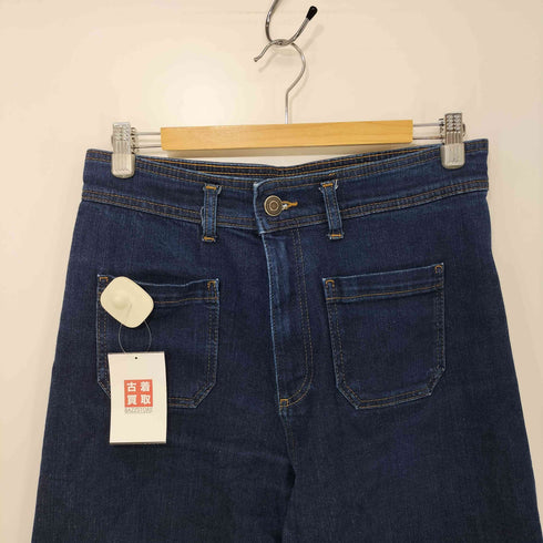 ザラ ZARA フロントポケット カットオフ ジップフライ ワイド デニム パンツ レディース 10