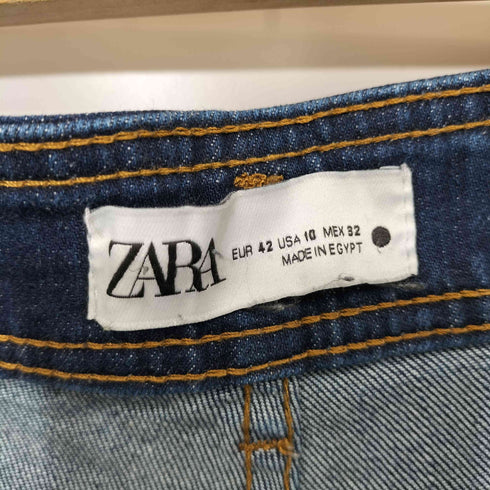 ザラ ZARA フロントポケット カットオフ ジップフライ ワイド デニム パンツ レディース 10