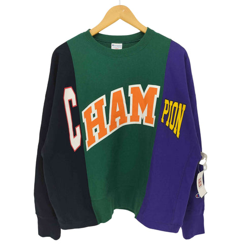 チャンピオン Champion REVERSE WEAVE リバースウイーブ クレイジーパンターン ドッキング スウェット メンズ import:L