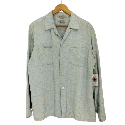 Stradivari 50-60s カスリ レーヨンシルク 長袖開襟シャツ メンズ 16-16 1/2