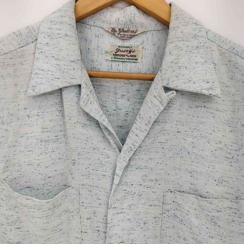 Stradivari 50-60s カスリ レーヨンシルク 長袖開襟シャツ メンズ 16-16 1/2