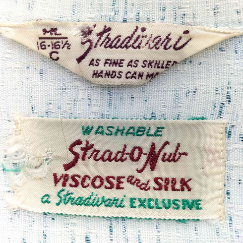 Stradivari 50-60s カスリ レーヨンシルク 長袖開襟シャツ メンズ 16-16 1/2
