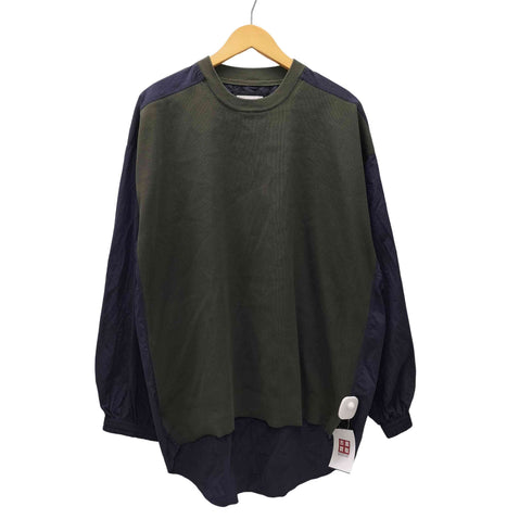 メゾンスペシャル MAISON SPECIAL 23AW Knit Combination Prime-Over Woven Shirt Crew Neck Pullover ニット コンビネーション プライム オーバー シャツ クルーネック プルオーバー メンズ JPN:1