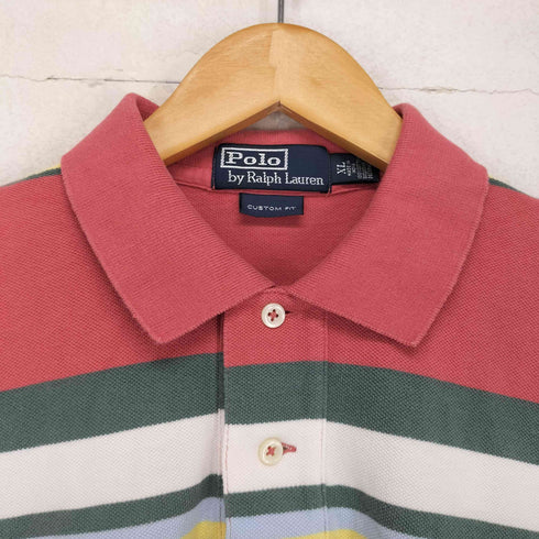 ポロバイラルフローレン Polo by RALPH LAUREN 90s CUSTOM FIT ポニー刺繍ボーダー柄ポロシャツ メンズ XL