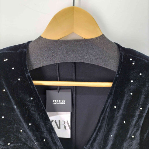 ザラ ZARA スパンコール ベロア カシュクールワンピース レディース import:S