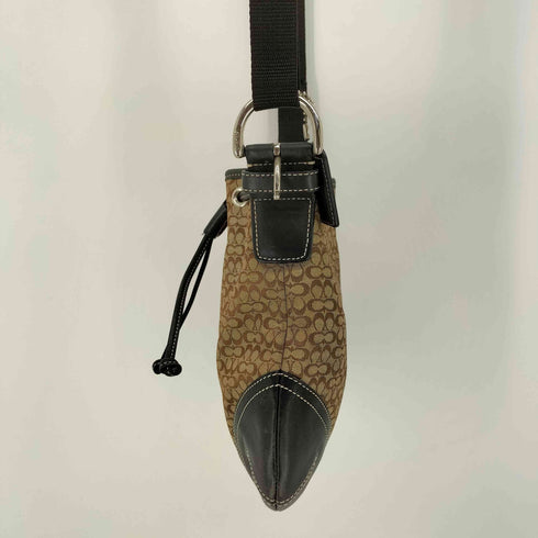 コーチ COACH 00S キャンバス レザー シグネチャー 巾着 ショルダーバッグ 03年製 レディース