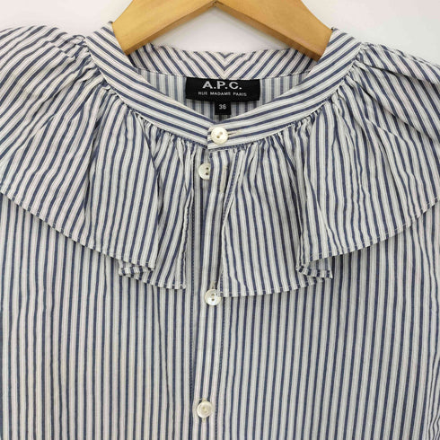 アーペーセー A.P.C. ストライプ フリルブラウス レディース 36