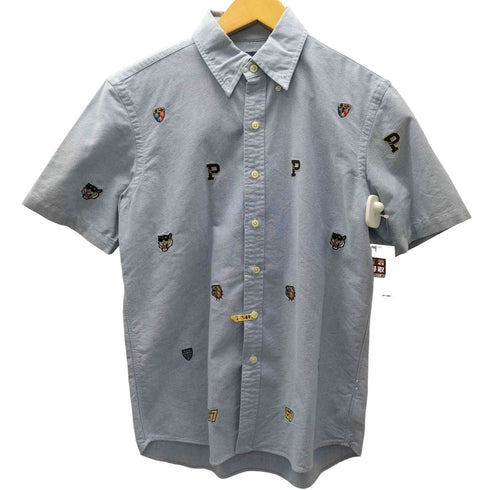 ラルフローレン RALPH LAUREN P アニマル ワッペン 総柄 刺繍 B.D S/S オックスフォード シャツ メンズ import:S