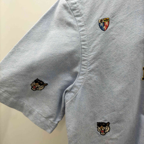 ラルフローレン RALPH LAUREN P アニマル ワッペン 総柄 刺繍 B.D S/S オックスフォード シャツ メンズ import:S