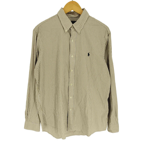 ポロラルフローレン POLO RALPH LAUREN Classic Fit Striped Peached Poplin Shirt ポニー刺繍 クラシック フィット ストライプ ピーチド ポプリン シャツ メンズ import:L