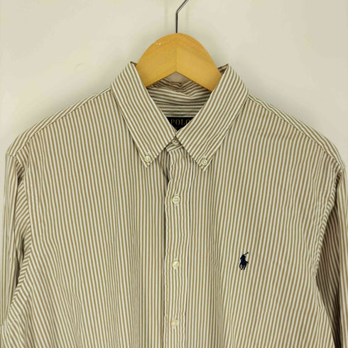 ポロラルフローレン POLO RALPH LAUREN Classic Fit Striped Peached Poplin Shirt ポニー刺繍 クラシック フィット ストライプ ピーチド ポプリン シャツ メンズ import:L