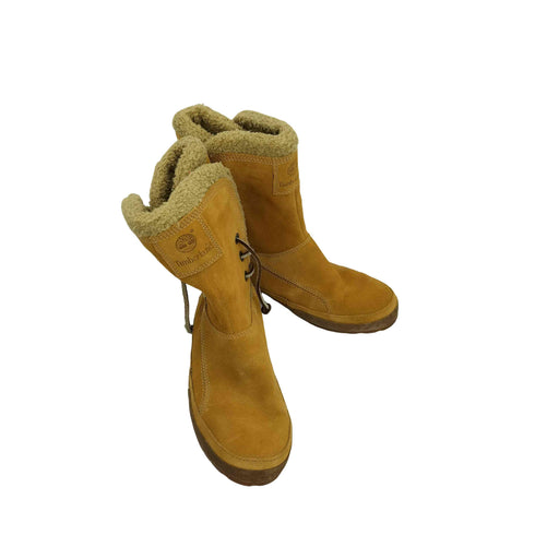 ティンバーランド Timberland ロゴ 型押し ボア スウェード レースアップ ブーツ レディース US:6M