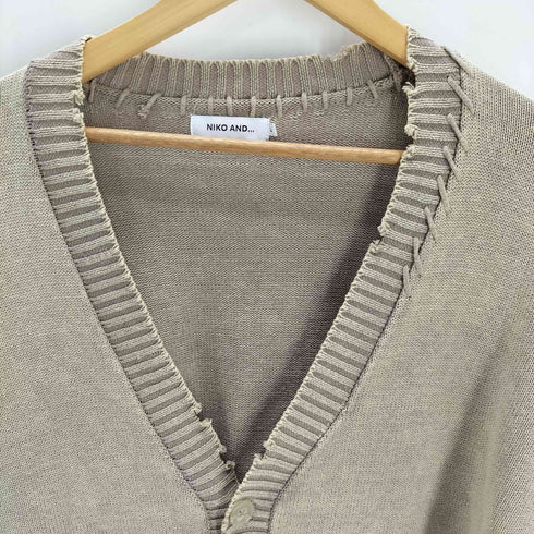 ニコアンド niko and... ダメージ フェード ニット カーディガン メンズ JPN:L
