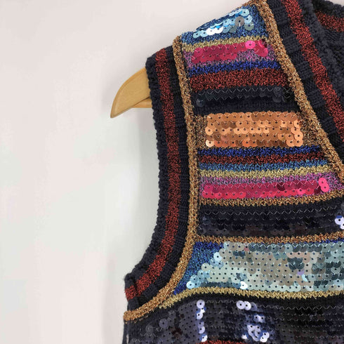 ディースクエアード DSQUARED2 マルチカラー スパンコールニットベスト レディース S