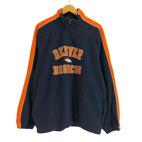 リーボック Reebok DENVER BRONCOS刺繍 ハーフジップ プルオーバー フリースジャケット メンズ import:L