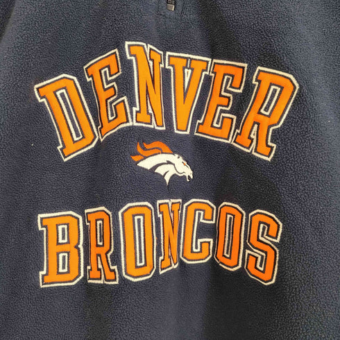リーボック Reebok DENVER BRONCOS刺繍 ハーフジップ プルオーバー フリースジャケット メンズ import:L