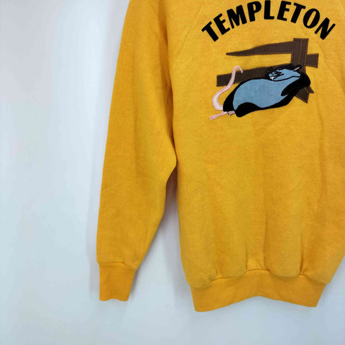 ヘルスニット Healthknit 70-80S USA製 フロッキープリント ラグランスリーブ クルーネックスウェット レディース JPN:L