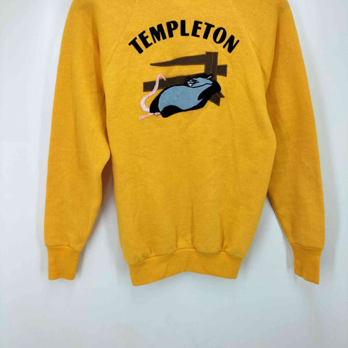ヘルスニット Healthknit 70-80S USA製 フロッキープリント ラグランスリーブ クルーネックスウェット レディース JPN:L